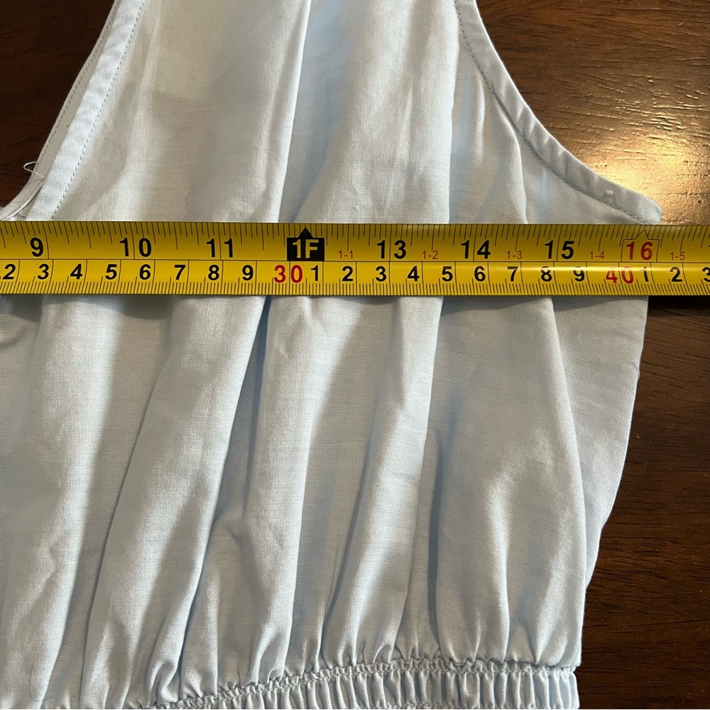 Anthropologie Maeve Tiered Midi Light Blue Cotton Dress with Pockets Size 6 - Picture 9 of 11